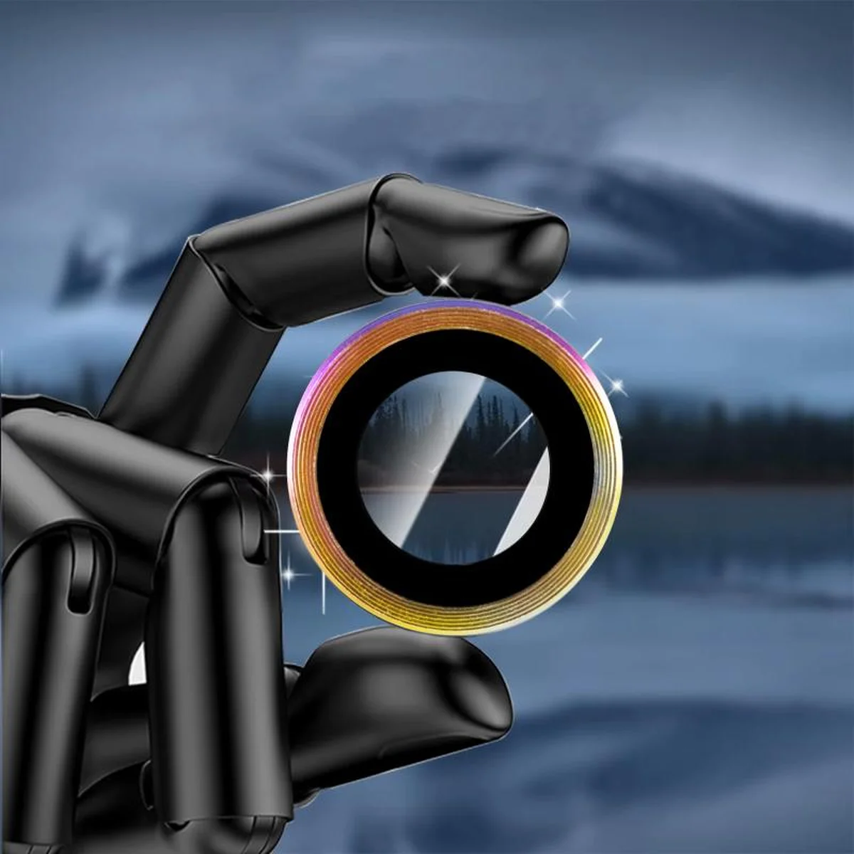 Защитное стекло Metal Classic на камеру (в упак.) для Apple iPhone 17 Air (6.5") Сиреневый / Rainbow