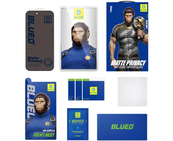 Защитное 2.5D стекло Blueo Full Cover Anti-Peep Matte для Apple iPhone 17 Air (6.5") Черный