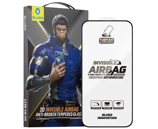 Защитное 3D стекло Blueo Invisible Airbag Anti-broken для Apple iPhone 17 Air (6.5") Черный