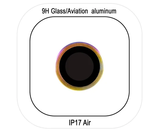 Защитное стекло Metal Classic на камеру (в упак.) для Apple iPhone 17 Air (6.5") Сиреневый / Rainbow