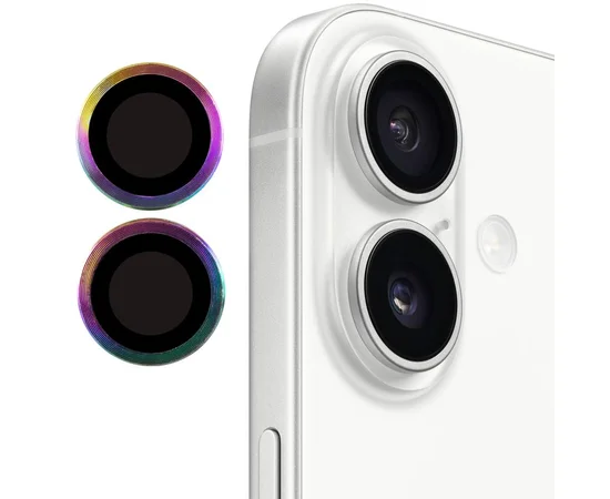 Защитное стекло Metal Classic на камеру (в упак.) для Apple iPhone 17 (6.3") Сиреневый / Rainbow