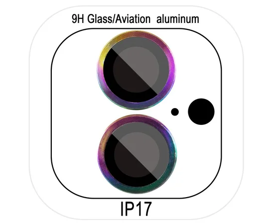 Защитное стекло Metal Classic на камеру (в упак.) для Apple iPhone 17 (6.3") Сиреневый / Rainbow