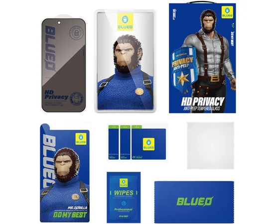 Защитное 2.5D стекло Blueo Full Cover Anti-Peep для Apple iPhone 17 / 17 Pro (6.3") Черный