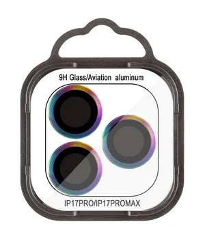 Защитное стекло Metal Classic на камеру (в упак.) для Apple iPhone 17 Pro (6.3") / 17 Pro Max (6.9") Сиреневый / Rainbow