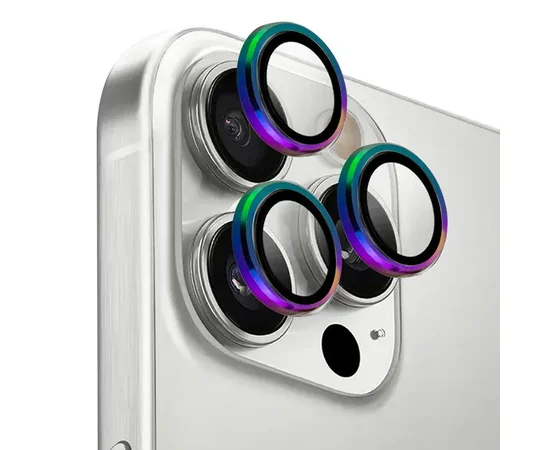 Защитное стекло Metal Classic на камеру (в упак.) для Apple iPhone 17 Pro (6.3") / 17 Pro Max (6.9") Сиреневый / Rainbow