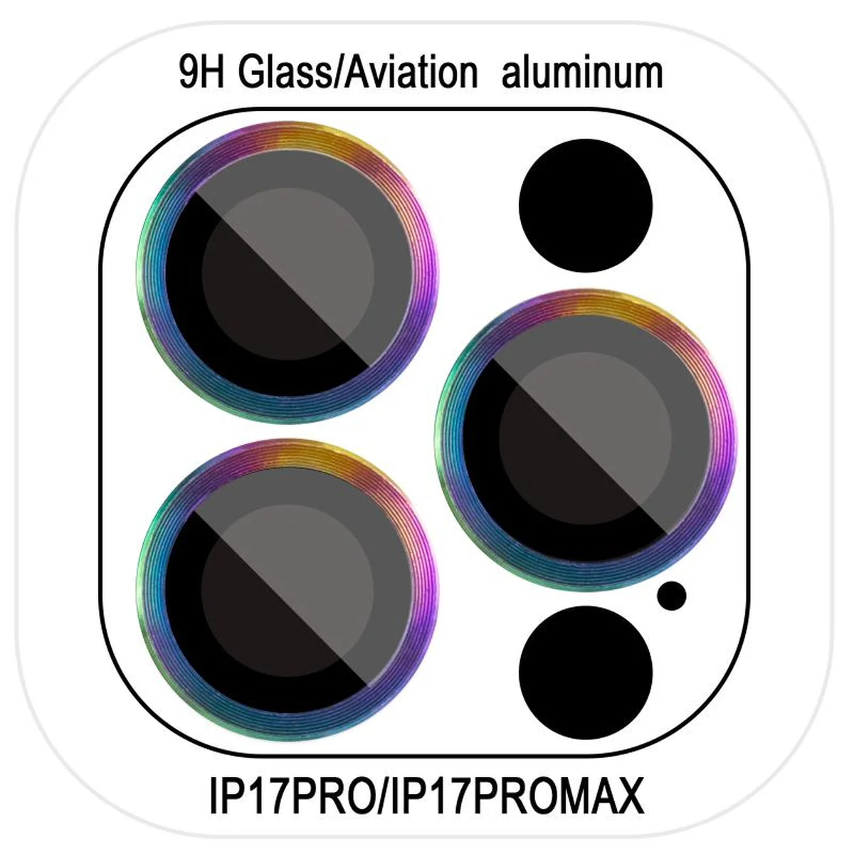 Защитное стекло Metal Classic на камеру (в упак.) для Apple iPhone 17 Pro (6.3") / 17 Pro Max (6.9") Сиреневый / Rainbow