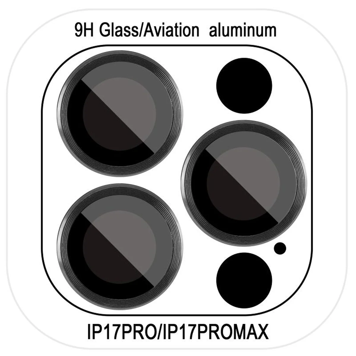 Защитное стекло Metal Classic на камеру (в упак.) для Apple iPhone 17 Pro (6.3") / 17 Pro Max (6.9") Черный / Black