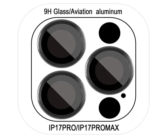 Защитное стекло Metal Classic на камеру (в упак.) для Apple iPhone 17 Pro (6.3") / 17 Pro Max (6.9") Черный / Black