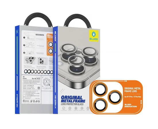 Захисне скло BlueO Metal на камеру для Apple iPhone 17 Pro / 17 Pro Max Помаранчевий / Orange