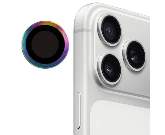 Защитное стекло Metal Classic на камеру (в упак.) для Apple iPhone 17 Pro (6.3") / 17 Pro Max (6.9") Сиреневый / Rainbow