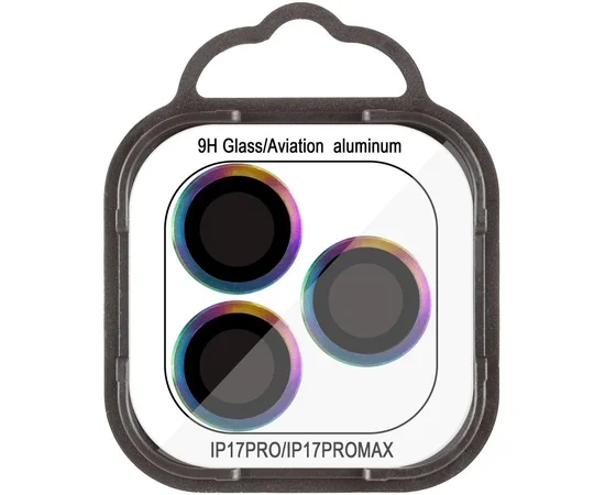 Защитное стекло Metal Classic на камеру (в упак.) для Apple iPhone 17 Pro (6.3") / 17 Pro Max (6.9") Сиреневый / Rainbow
