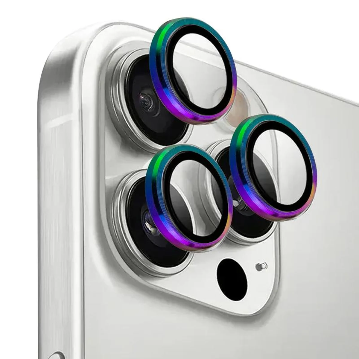 Захисне скло Metal Classic на камеру (в упак.) Apple iPhone 17 Pro (6.3") / 17 Pro Max (6.9") Бузковий / Rainbow