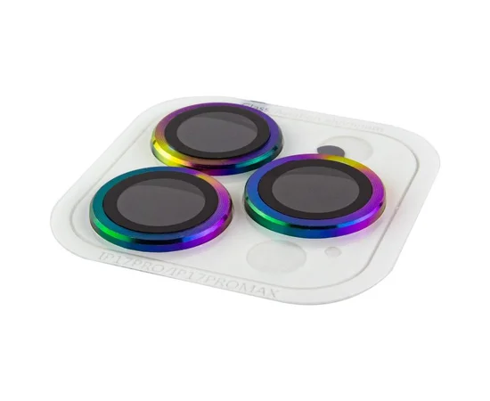 Защитное стекло Metal Classic на камеру (в упак.) для Apple iPhone 17 Pro (6.3") / 17 Pro Max (6.9") Сиреневый / Rainbow