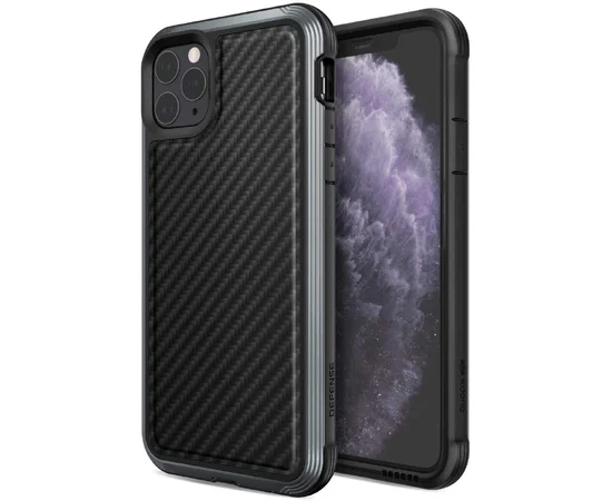 Чехол Defense Lux Series (TPU+Metal+Carbon) для Apple iPhone 11 Pro Max (6.5") Черный
