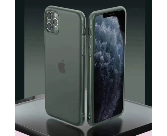 Силиконовый матовый полупрозрачный чехол для Apple iPhone 11 Pro Max (6.5") Зеленый / Pine green