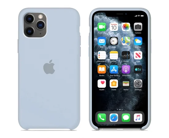Чехол Silicone case (A) (с закрытым низом) для Apple iPhone 11 Pro Max (6.5") Голубой / Mist blue