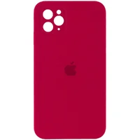 Чехол Silicone Case Square Full Camera Protective (AA) для Apple iPhone 11 Pro Max (6.5") Красный / Rose Red