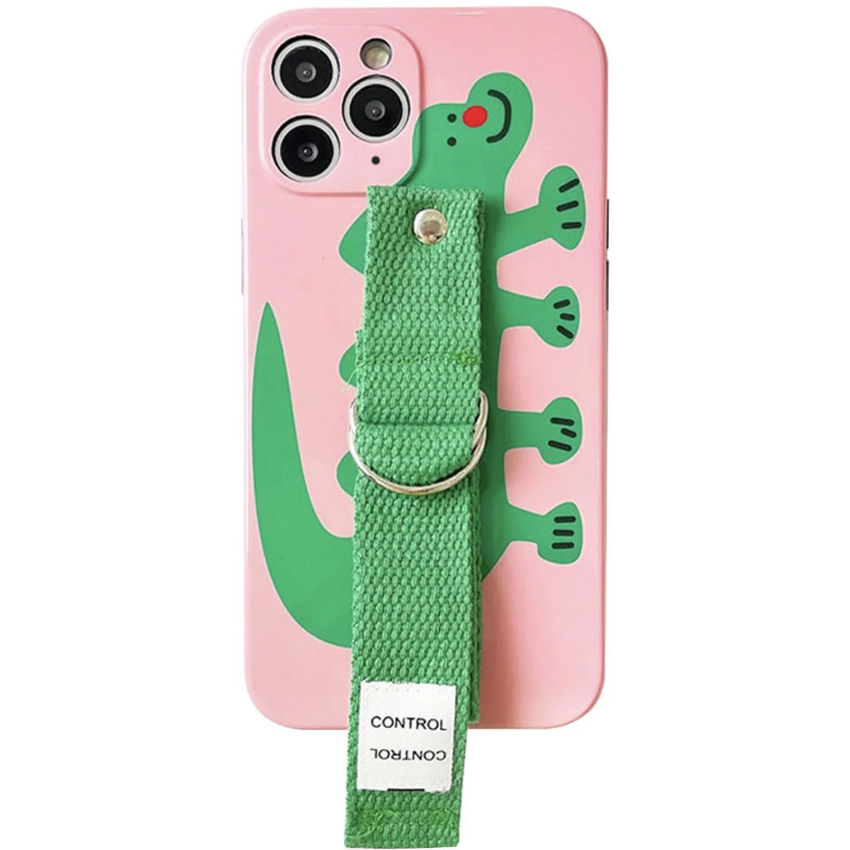 Чехол Funny Holder с цветным ремешком для Apple iPhone 11 Pro Max (6.5") Розовый / Зеленый