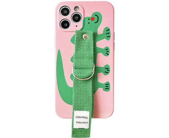 Чехол Funny Holder с цветным ремешком для Apple iPhone 11 Pro Max (6.5") Розовый / Зеленый