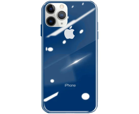 TPU+Glass чехол GLOSSY Logo series для Apple iPhone 11 Pro Max (6.5") Синий / Blue