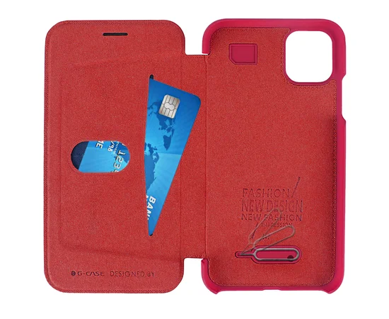 Кожаный чехол книжка G-Case Vintage Business Series для Apple iPhone 11 Pro Max (6.5") Красный