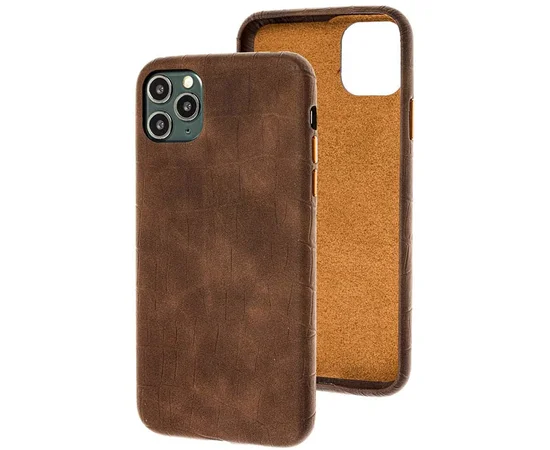 Кожаный чехол Croco Leather для Apple iPhone 11 Pro Max (6.5") Brown