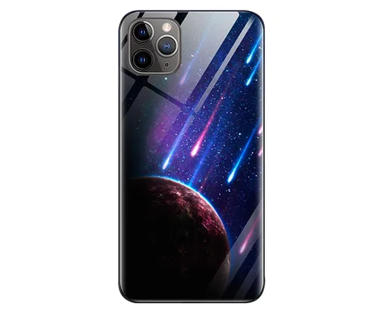 TPU+Glass чехол светящийся в темноте для Apple iPhone 11 Pro Max (6.5") Метеорит / Синий