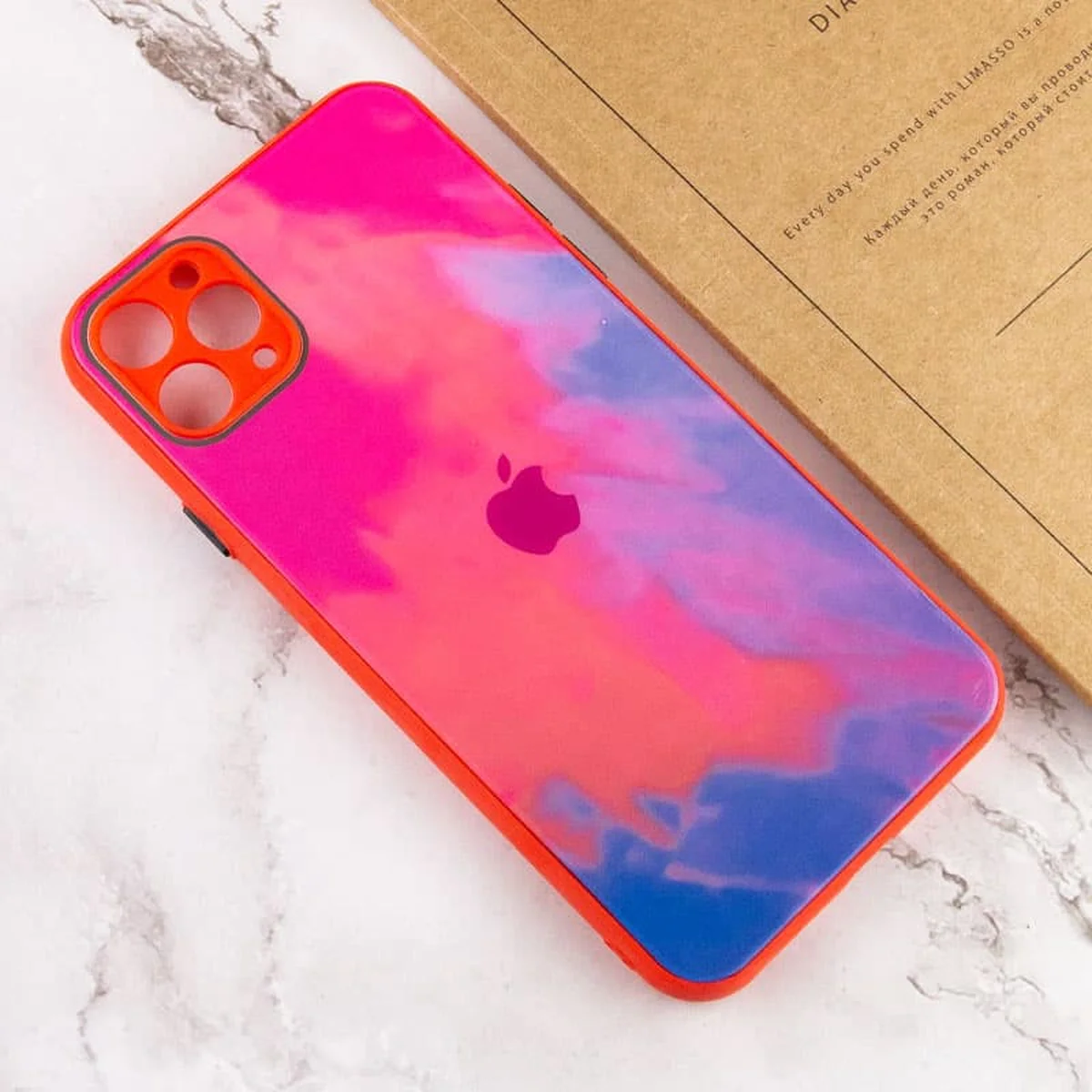 Чохол TPU+Glass Impasto abstract для Apple iPhone 11 Pro Max (6.5") Pink blue
