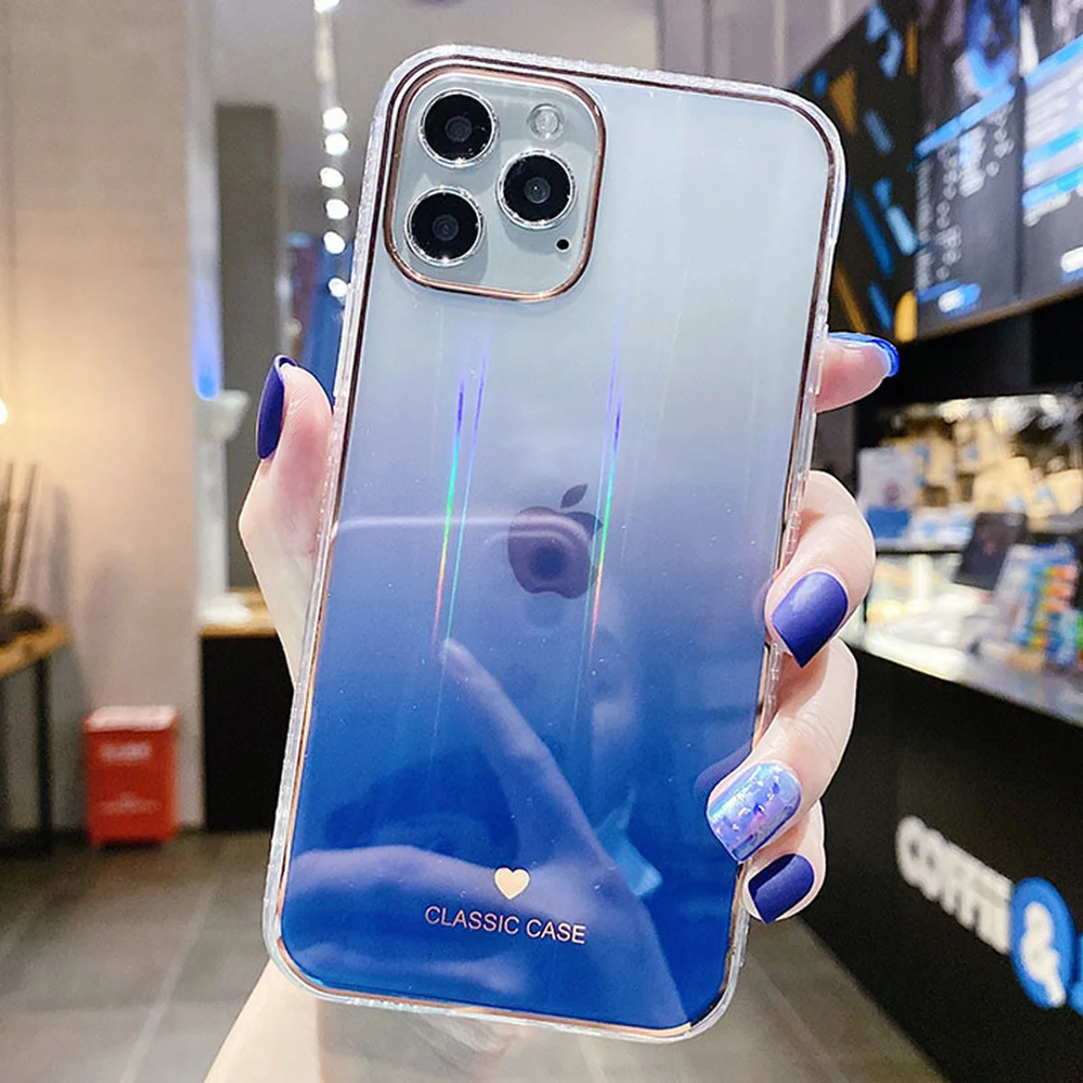 TPU+Glass чехол Aurora Classic для Apple iPhone 11 Pro Max (6.5") Синий