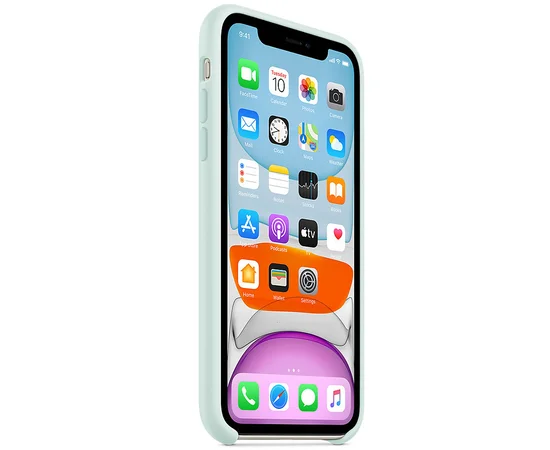 Чехол Silicone case (AAA) для Apple iPhone 11 Pro Max (6.5") Серо-голубой / Seafoam