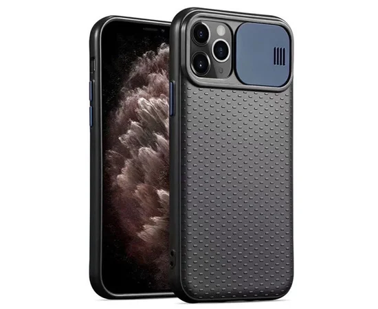 Чехол Camshield Black TPU со шторкой защищающей камеру для Apple iPhone 11 Pro Max (6.5") Черный / Синий