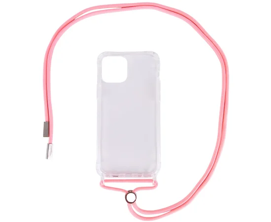 Чехол TPU Crossbody Transparent для Apple iPhone 11 Pro Max (6.5") Розовый
