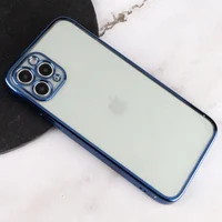 Прозрачный силиконовый чехол с глянцевой окантовкой Full Camera для Apple iPhone 11 Pro Max (6.5") Синий