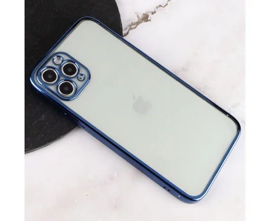 Прозрачный силиконовый чехол с глянцевой окантовкой Full Camera для Apple iPhone 11 Pro Max (6.5") Синий
