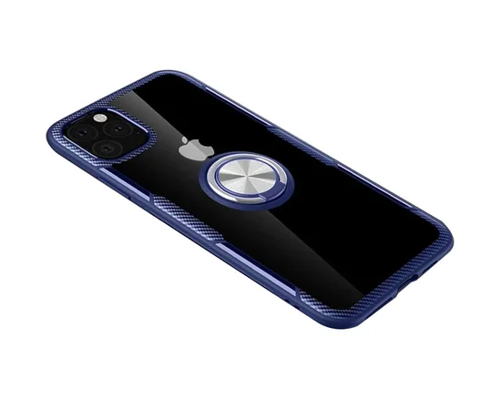 TPU+PC чехол Deen CrystalRing for Magnet (opp) для Apple iPhone 11 Pro Max (6.5") Бесцветный / Темно-синий