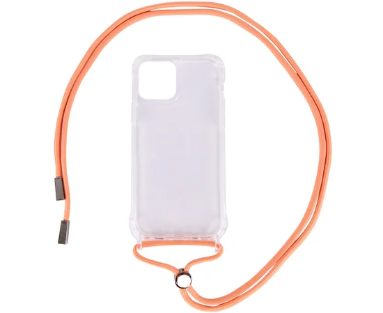 Чехол TPU Crossbody Transparent для Apple iPhone 11 Pro Max (6.5") Персиковый