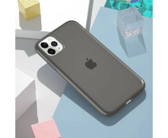Силиконовый матовый полупрозрачный чехол для Apple iPhone 11 Pro Max (6.5") Черный / Black