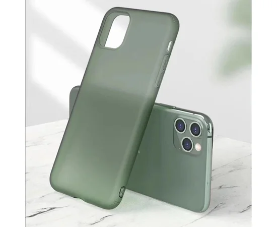 Силиконовый матовый полупрозрачный чехол для Apple iPhone 11 Pro Max (6.5") Зеленый / Pine green