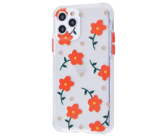 TPU чехол Flowers Colourful для Apple iPhone 11 Pro Max (6.5") Прозрачный/Красные цветы