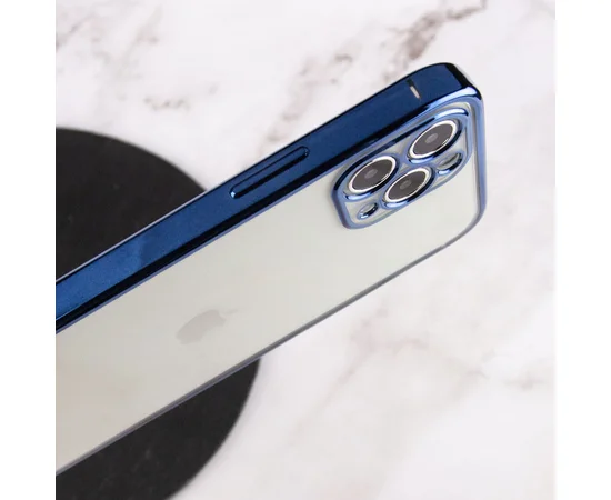 Прозрачный силиконовый чехол с глянцевой окантовкой Full Camera для Apple iPhone 11 Pro Max (6.5") Синий