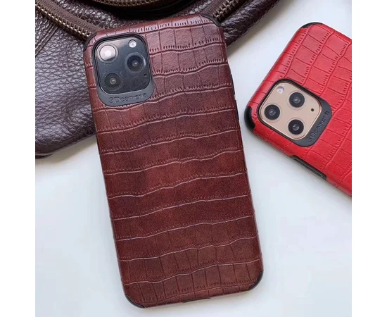 Кожаная накладка Epic Vivi Crocodile series для Apple iPhone 11 Pro Max (6.5") Темно-коричневый