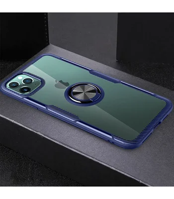 TPU + PC чохол Deen CrystalRing for Magnet (opp) для Apple iPhone 11 Pro Max (6.5 ") Безбарвний / Синій