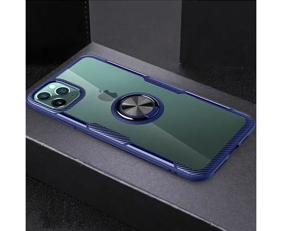 TPU+PC чехол Deen CrystalRing for Magnet (opp) для Apple iPhone 11 Pro Max (6.5") Бесцветный / Синий
