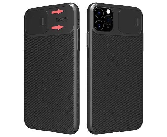 Карбоновая накладка Nillkin Camshield (шторка на камеру) для Apple iPhone 11 Pro Max (6.5") Черный / Black