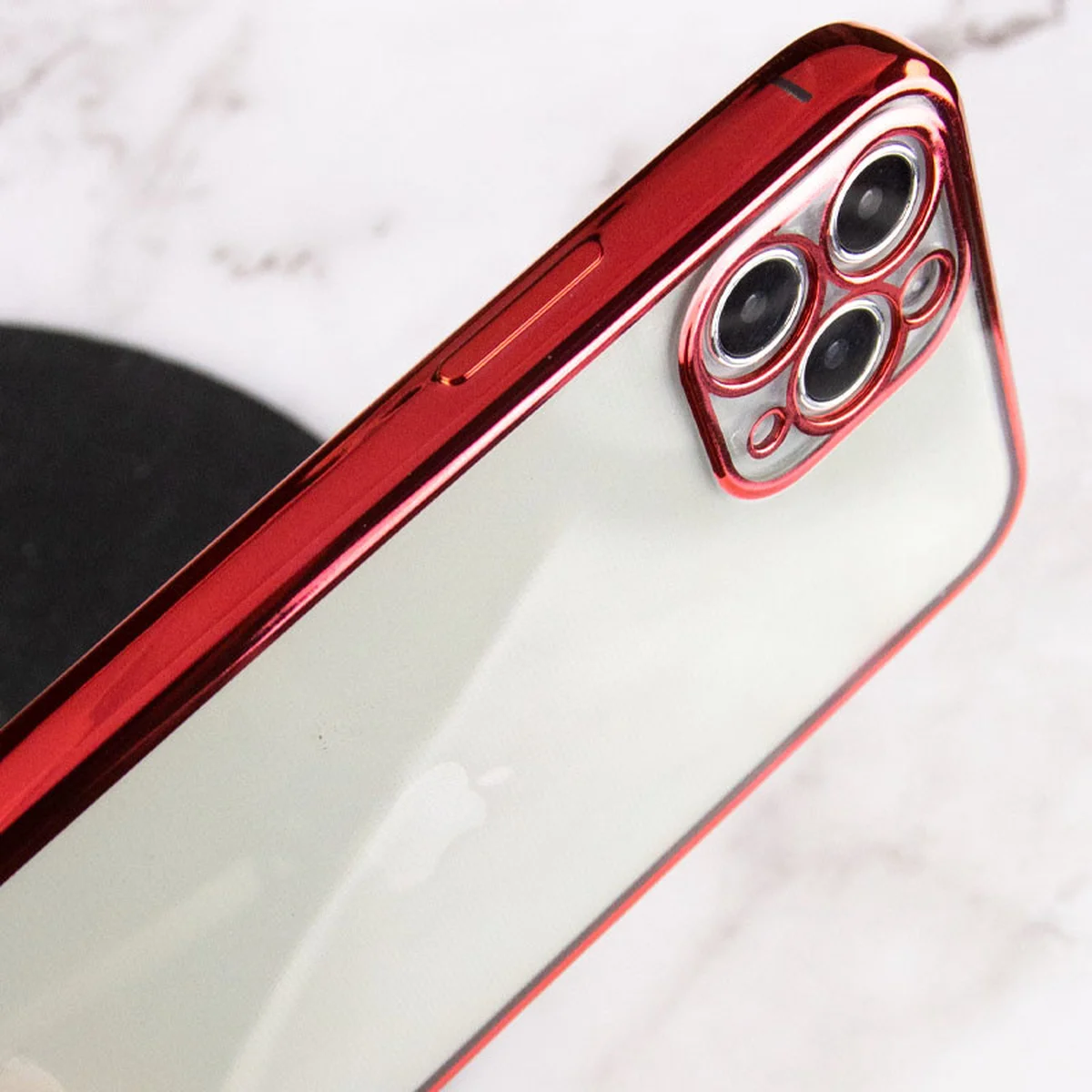 Прозрачный силиконовый чехол с глянцевой окантовкой Full Camera для Apple iPhone 11 Pro Max (6.5") Красный