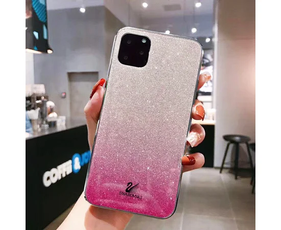 TPU+Glass чехол Swarovski для Apple iPhone 11 Pro Max (6.5") Малиновый