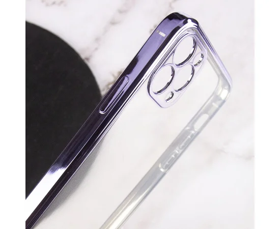Прозрачный силиконовый чехол с глянцевой окантовкой Full Camera для Apple iPhone 11 Pro Max (6.5") Сиреневый