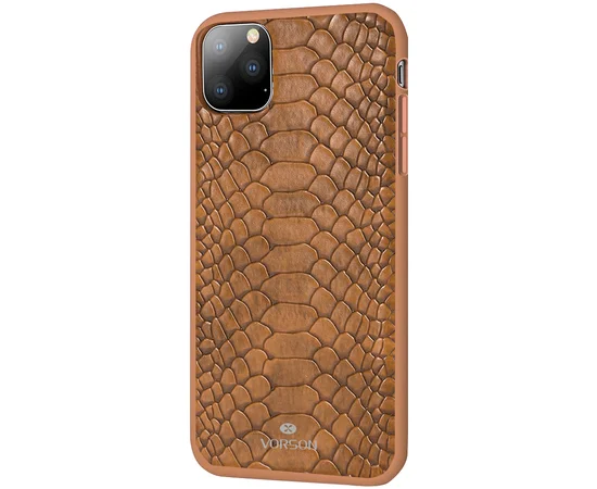 Кожаная накладка VORSON Snake series для Apple iPhone 11 Pro Max (6.5") Коричневый