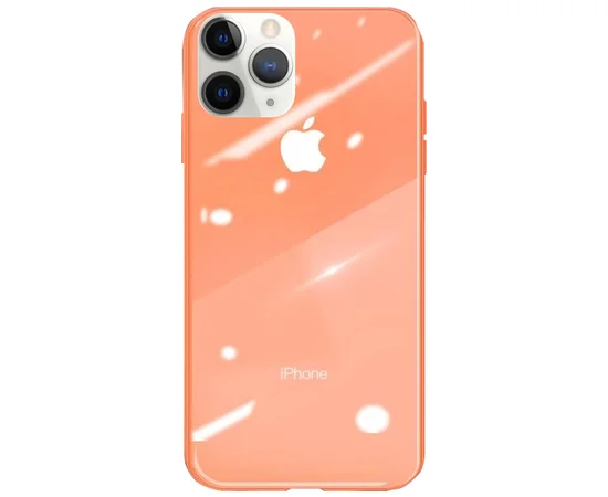 TPU+Glass чехол GLOSSY Logo series для Apple iPhone 11 Pro Max (6.5") Персиковый / Peach