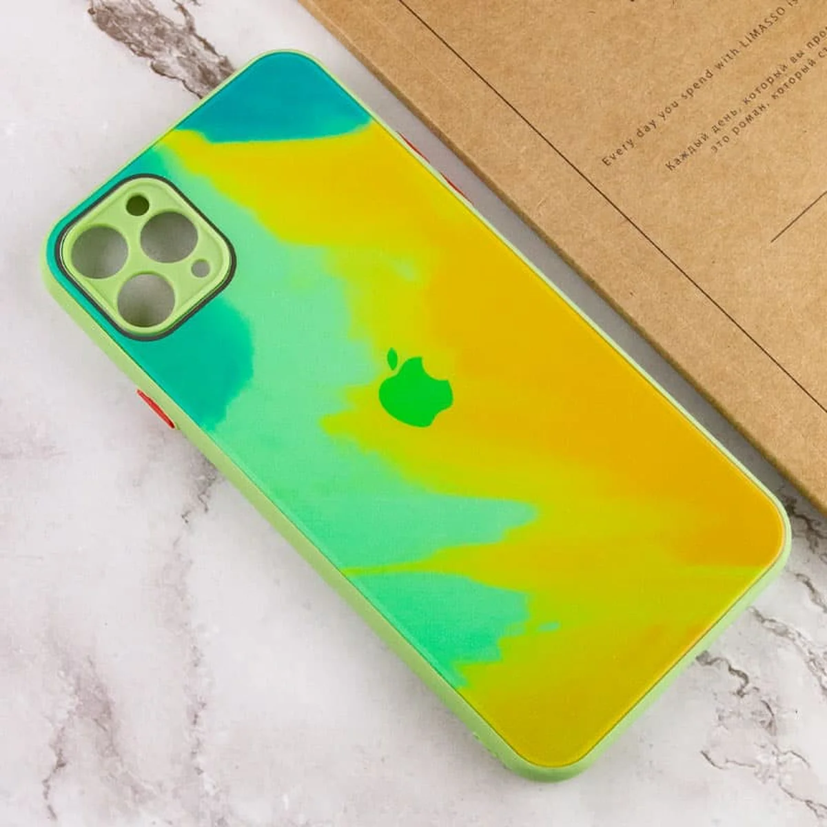 Чехол TPU+Glass Impasto abstract для Apple iPhone 11 Pro Max (6.5") Yellow green